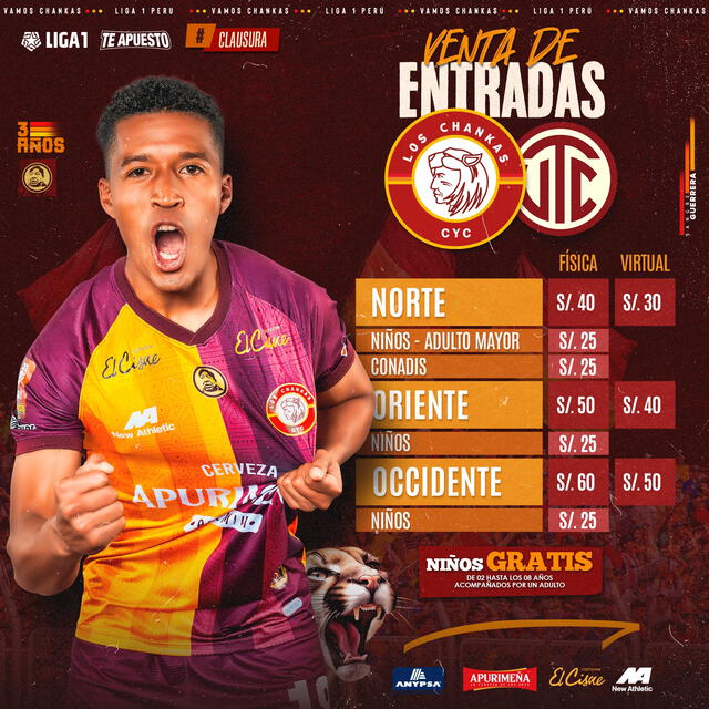 Entradas para el partido contra UTC. Foto: Los Chankas 