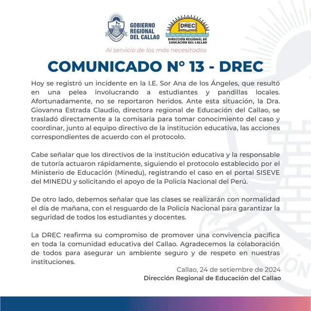 La DREC informó que las clases del miércoles 25 se desarollarán con normalidad.    