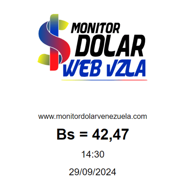 Precio del dólar en plataforma Monitor Dólar hoy, domingo 29 de septiembre. Foto: monitordolarvenezuela.com   