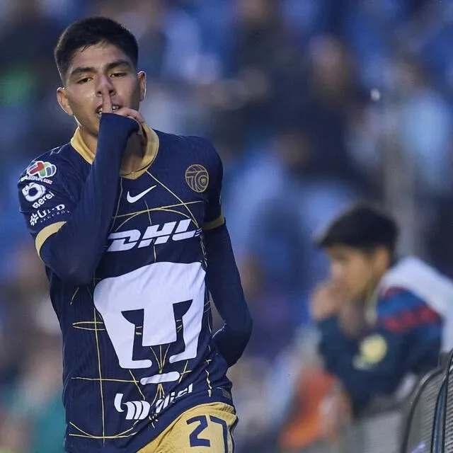 Así celebró Piero Quispe tras anotar su primer gol con Pumas esta temporada. Foto: difusión   