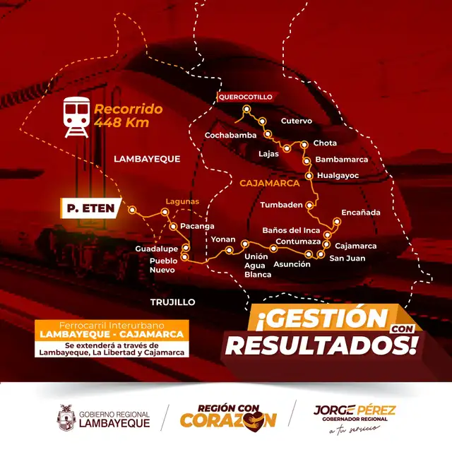  Ferrocarril desde La Libertad hasta Cajamarca. Foto: GORE Lambayeque.   