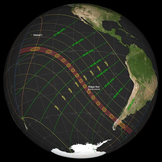 El eclipse solar anular se verá completo tan solo en países de Sudamérica. Foto: NASA 