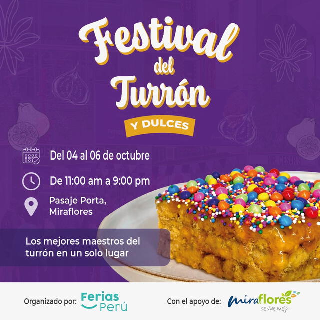 Además habrá la venta de otros postres peruanos. Foto: Festival del Turrón.   