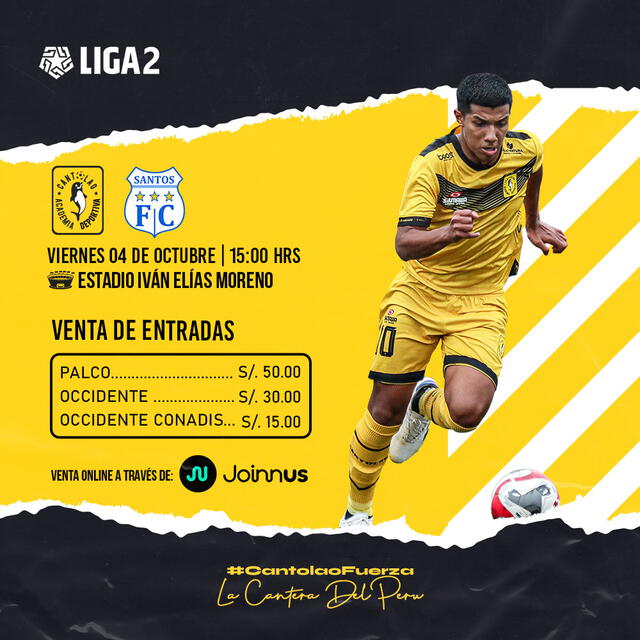 Precios de las entradas para el partido ante Santos FC. Foto: Academia Cantolao 