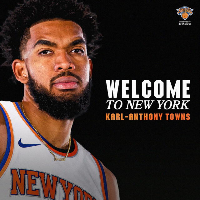  Presentación de Karl-Anthony Towns a su nuevo equipo: New York Knicks. Foto: NYK   