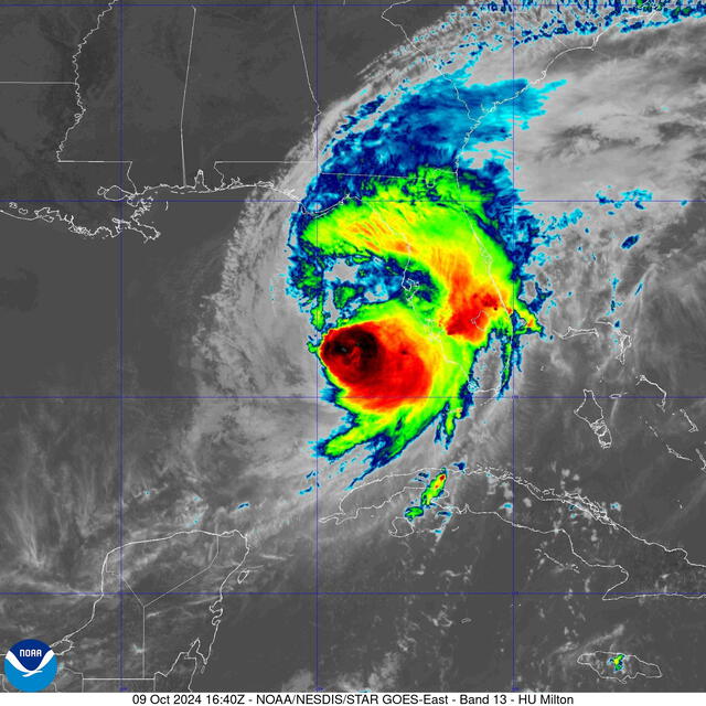 Ojo del huracán Milton. Foto: NOAA   