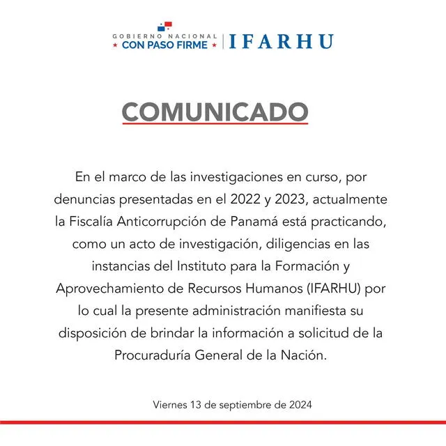 El Ifarhu está siendo investigado por la fiscalía anticorrupción de Panamá. Foto: ifarhu   