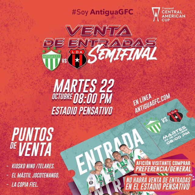 El equipo local venderá la entradas tanto en línea como de forma presencial. Foto: Antigua GFC   