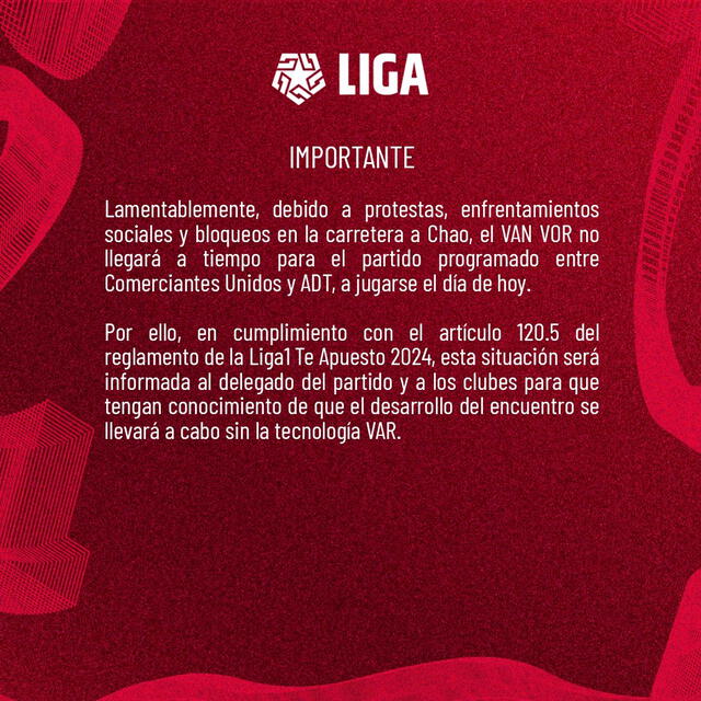 Comerciantes Unidos vs ADT se jugará sin VAR. Foto: Liga 1   