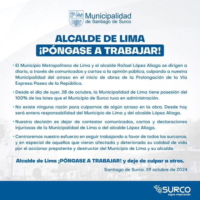 Municipalidad de Surco sobre Vía Expresa Sur