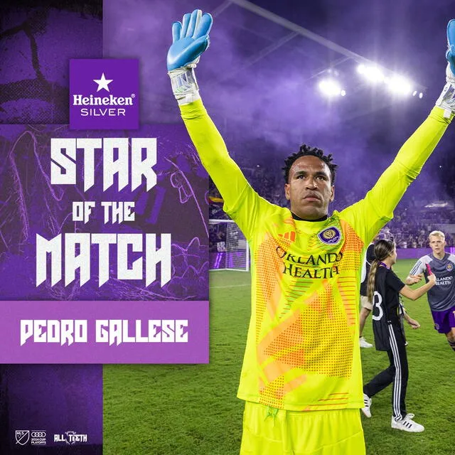  Pedro Gallese fue elegido como la figura del partido. Foto: Orlando City/X 