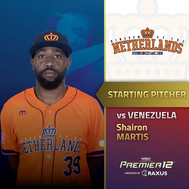 Shairon Martis hará lo propio desde el bando de Países Bajos. Foto: WBSC 