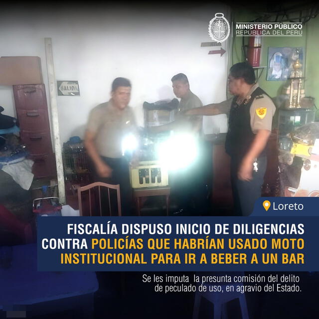 A los efectivos policiales se les acusa del delito de peculado de uso. Foto: Ministerio Público/X   