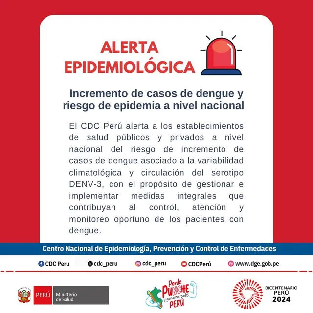 Alerta epidemiológica del Centro Nacional de Epidemiología. Foto: CDC/X   