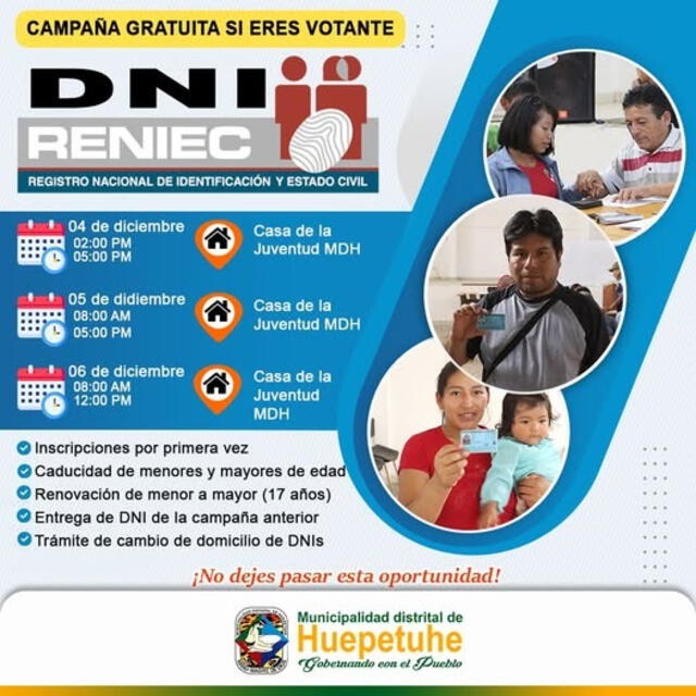 Campaña de DNI gratis en Huepetuhe