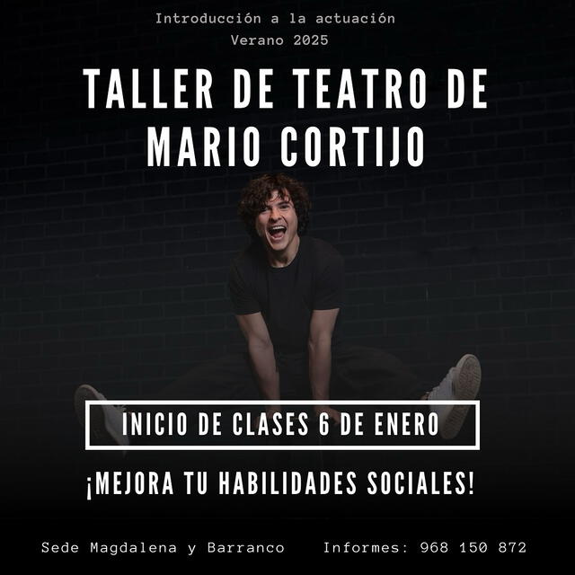 Taller de teatro de Mario Cortijo inicia este 6 de enero. Foto: difusión 