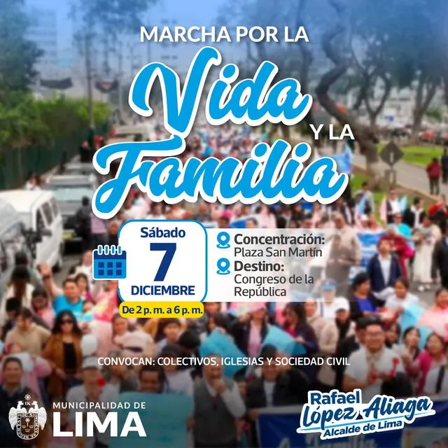 Marcha por la Vida y la Familia es organizada por la MML. Foto: MML/X   