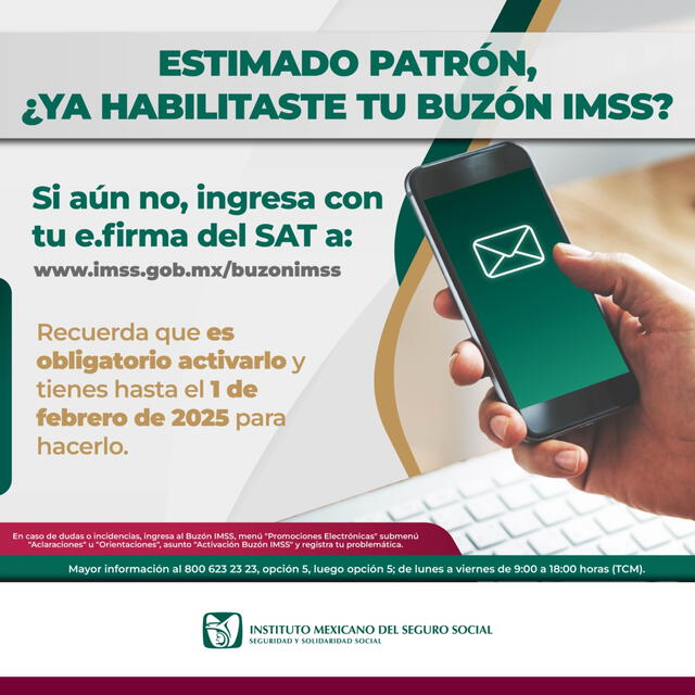 Ingresa al SAT para habilitar tu buzón IMSS. Foto: IMSS