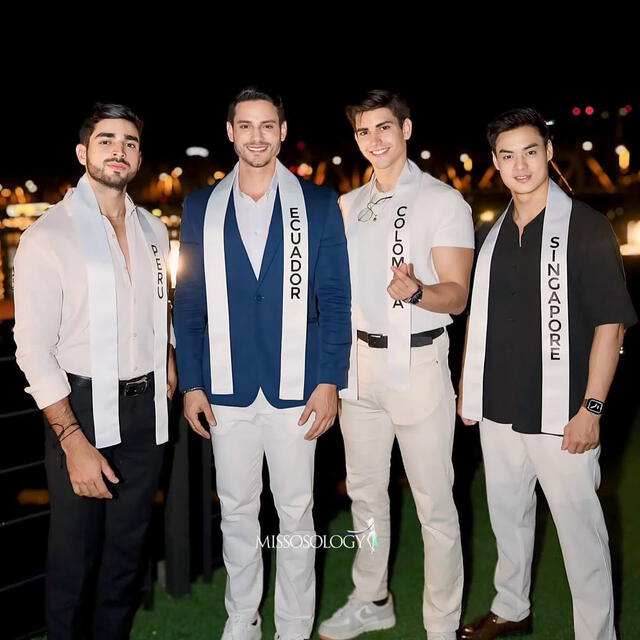  Cristian Novoa junto a otros concursantes al Mister International 2024. Foto: Instagram   