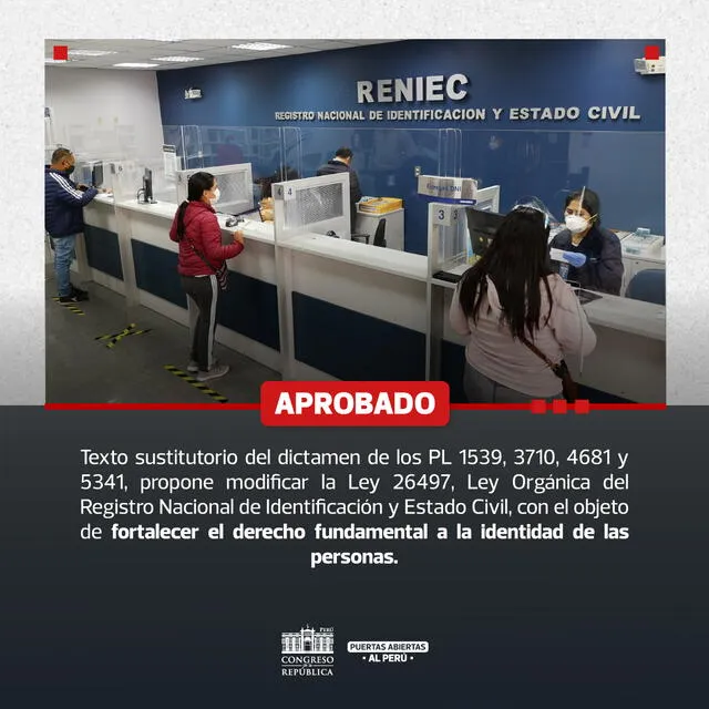 Aprueban ampliación de vigencia del DNI a 10 años. Foto: Congreso de la República del Perú/X   