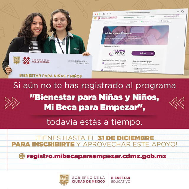 Los beneficiarios de Mi Beca para Empezar deben actualizar sus datos para el registro 2024-25. Foto: Bienestar Educativo   