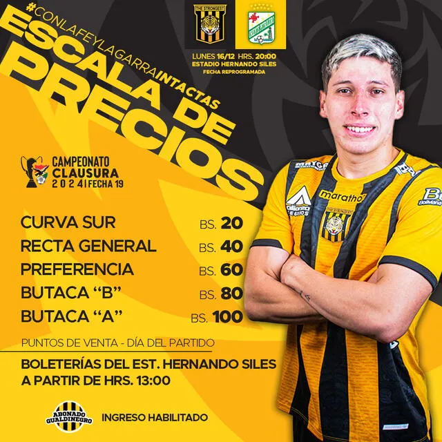 Entradas para el partido ante Oriente Petrolero. Foto: Club The Strongest   