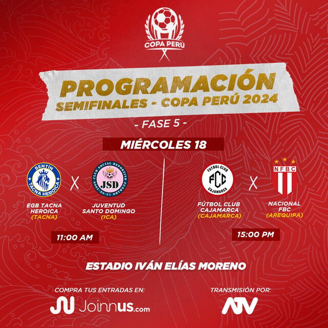 Programación de las semifinales de la Copa Perú. Foto: Copa Perú   