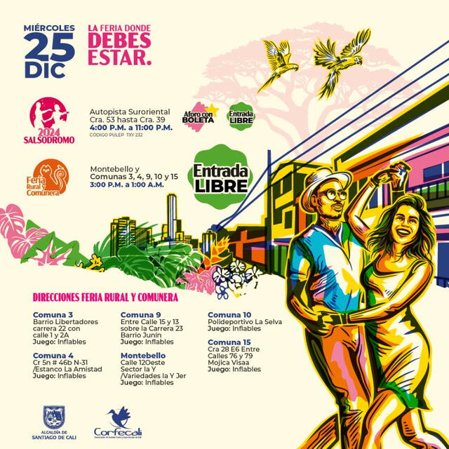 Horarios y ubicaciones del Salsódromo 2024 y demás eventos de la Feria de Cali este 25 de diciembre. Foto: Feria de Cali   