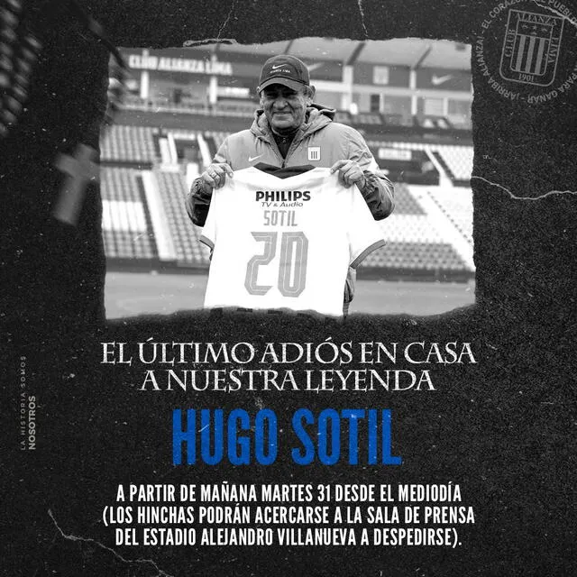  Alianza Lima organizará el velatorio a Hugo Sotil. Foto: Alianza Lima   