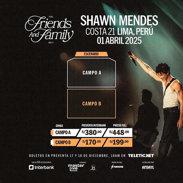  Precios para el concierto de Shawn Mendes en Lima. Foto: Instagram    