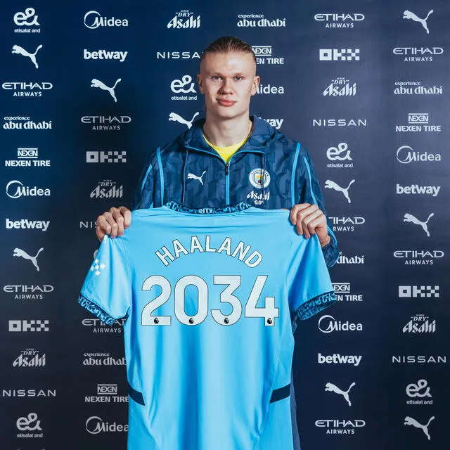  Erling Haaland renovó con los ciudadanos hasta 2034. Foto: Manchester City   