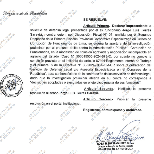  Resolución de la DGA del Congreso. 