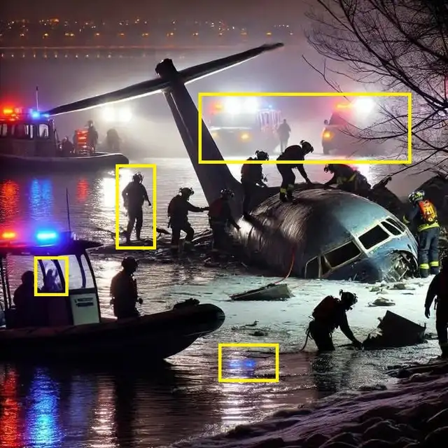 <em>En amarillo, las anomalías halladas en la imagen. Foto: captura de X</em> <em>En amarillo, las anomalías halladas en la imagen. Foto: captura de X</em>