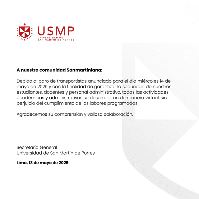 Comunicado USMP Comunicado USMP