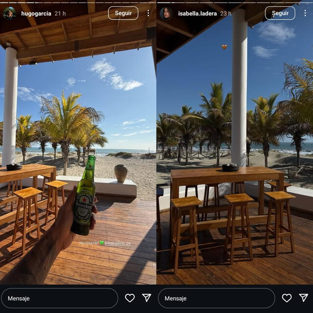 Historias de Instagram de Hugo García e Isabella Ladera. Foto: Instagram   