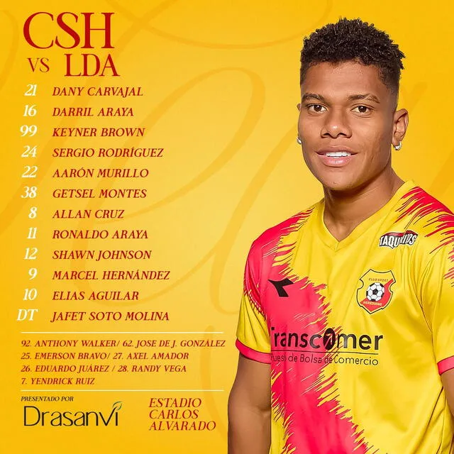 Así formarán los locales. Foto: Club Sport Herediano Así formarán los locales. Foto: Club Sport Herediano