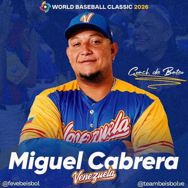 Miguel Cabrera será el coach de bateo de Venezuela en el Clásico Mundial de Béisbol.