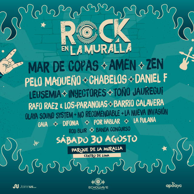 Mar de Copas, Amén, Zen y más bandas serán parte de la primera edición de ‘Rock en La Muralla’. Foto: difusión.   