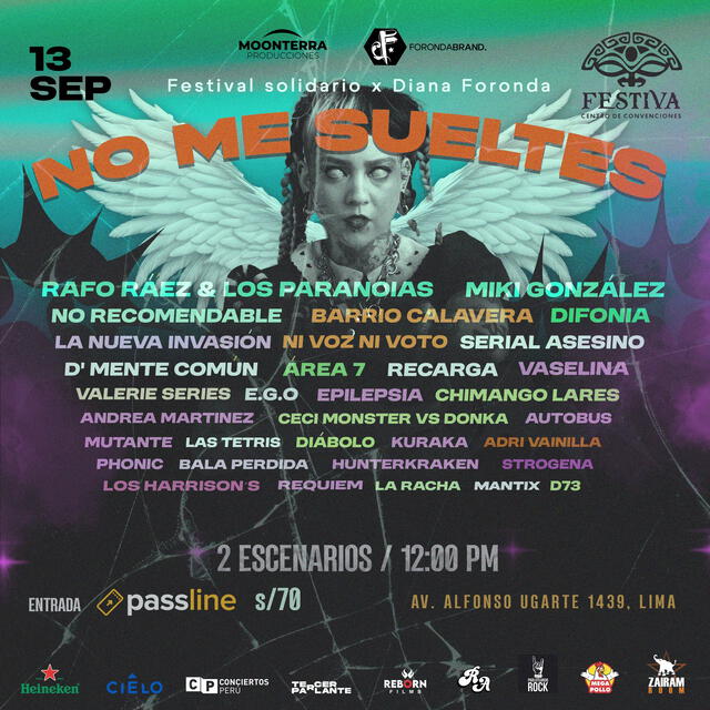 El festival 'No me sueltes' se llevará a cabo el 13 de septiembre en Festiva, con más de 30 bandas de metal, ska y pop, contribuyendo a la causa de Foronda. Foto: difusión   