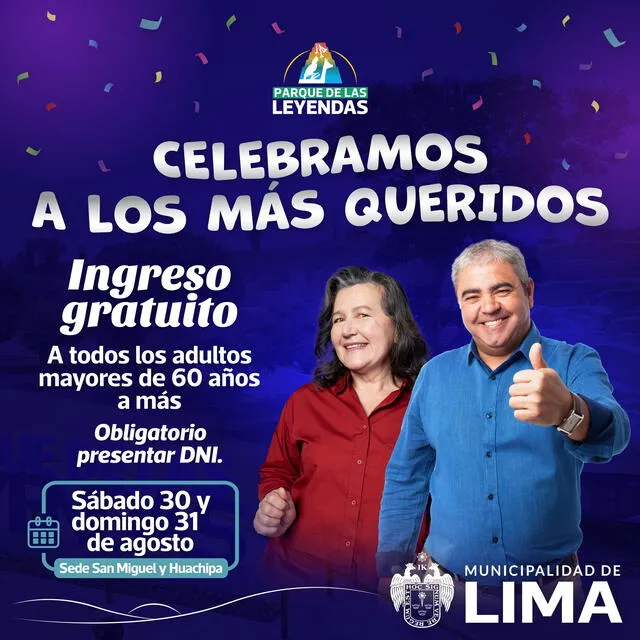 Parque de las Leyendas ofrece ingreso gratuito para adultos mayores este fin de semana. Foto: Parque de las Leyendas.   