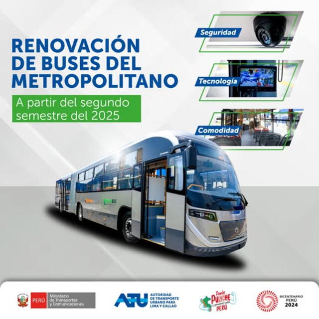 La nueva fecha de renovación de buses se proyecta para el segundo semestre de 2025. Foto: ATU. La nueva fecha de renovación de buses se proyecta para el segundo semestre de 2025. Foto: ATU.