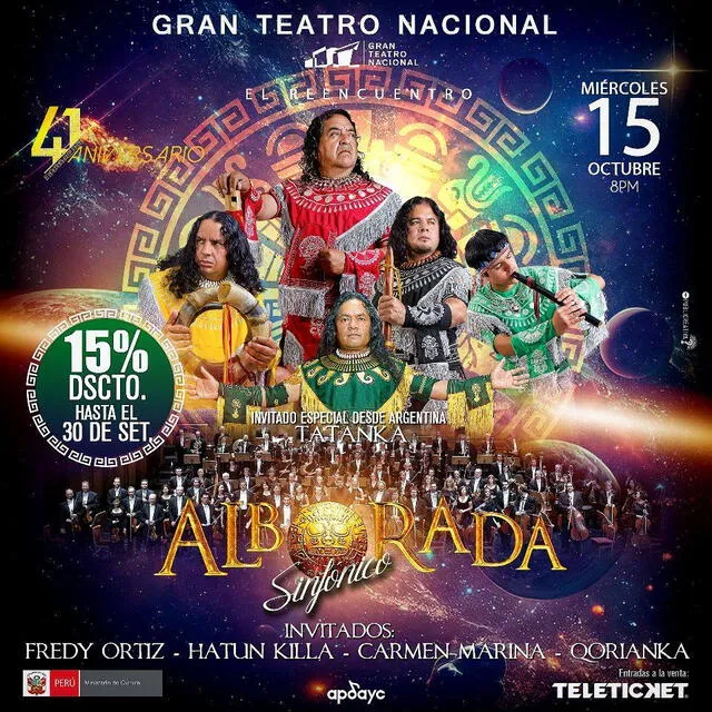 El Gran Teatro Nacional acogerá el miércoles 15 de octubre el concierto sinfónico de Alborada, que celebra 41 años de trayectoria musical. Foto: difusión   