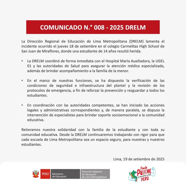 Comunicado del Drelm. Comunicado del Drelm.