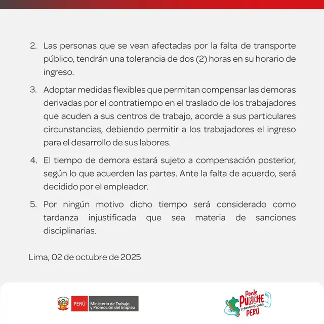 Anuncio del MTC se da el mismo día del paro, jueves 2 de octubre. Foto: MTC Anuncio del MTC se da el mismo día del paro, jueves 2 de octubre. Foto: MTC