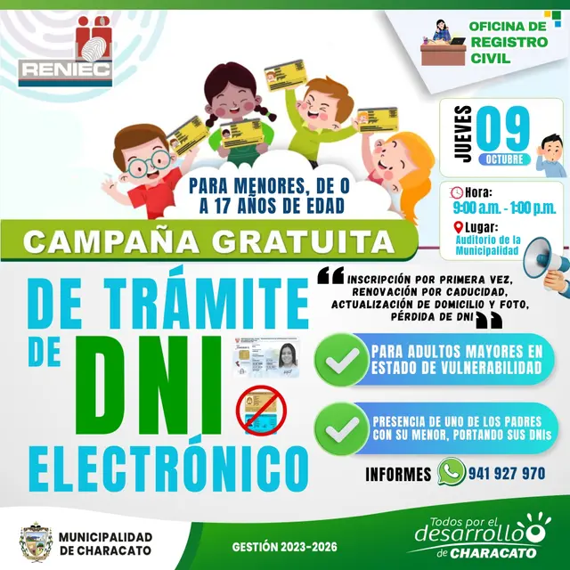  DNI gratis en Arequipa. Foto: Municipalidad de Characato/Facebook   