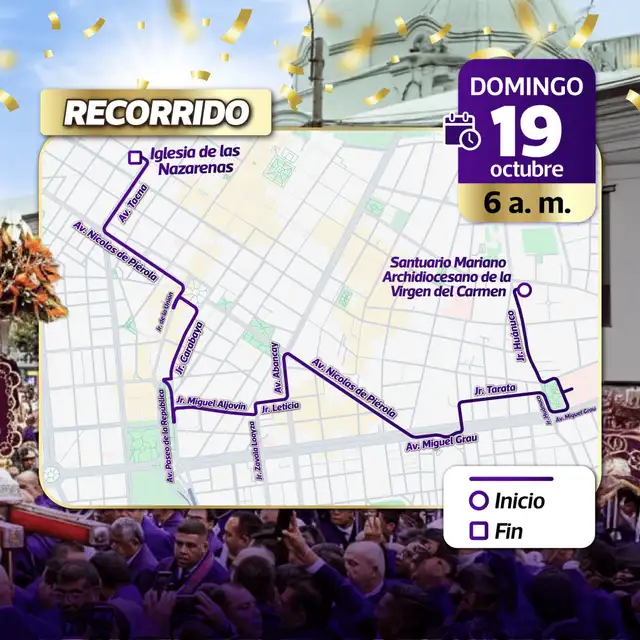 Tercer recorrido del Señor de los Milagros: Foto: MML Tercer recorrido del Señor de los Milagros: Foto: MML