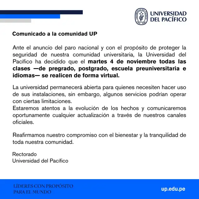 Comunicado UP. Foto: X Comunicado UP. Foto: X