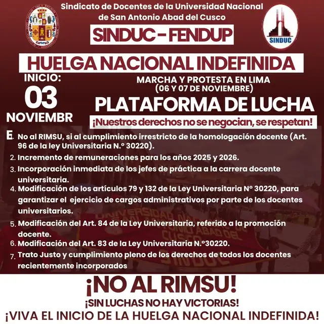 FENDUP convocó a la medida tras una serie de reuniones con las autoridades sin llegar a acuerdos.