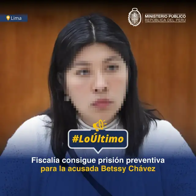 Fiscalía Suprema Anticorrupción informó que consiguió la prisión preventiva para Betssy Chávez por el delito de rebelión y alternativamente conspiración, en agravio del Estado. Foto: Fiscalía Fiscalía Suprema Anticorrupción informó que consiguió la prisión preventiva para Betssy Chávez por el delito de rebelión y alternativamente conspiración, en agravio del Estado. Foto: Fiscalía
