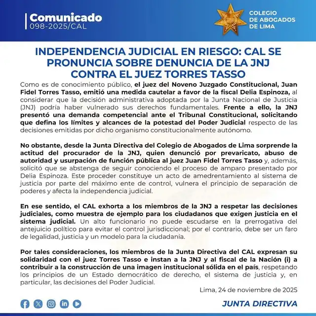Comunicado CAL. Comunicado CAL.